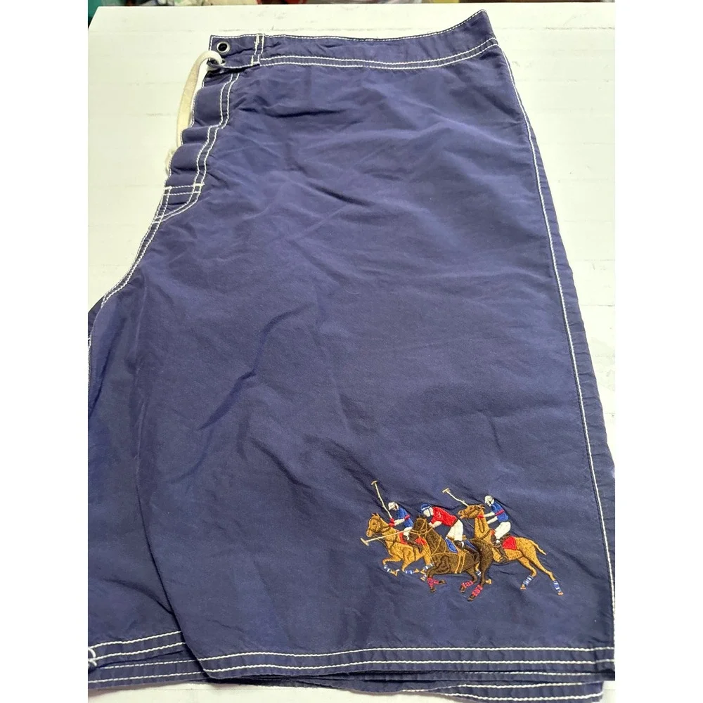 Polo Ralph Lauren Swim Trunks Mens 40 Navy Blue Good Big Pony Cargo Board Shorts
